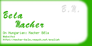 bela macher business card